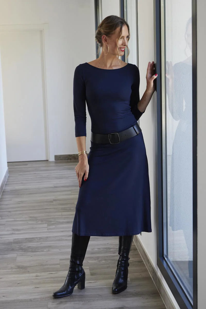 Robe col bateau midi made in France et ethique Juliette